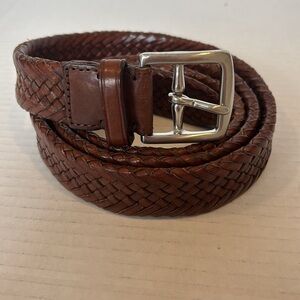 Coach Men's Brown Leather Braided Belt w/Silver Buckle Size 40
